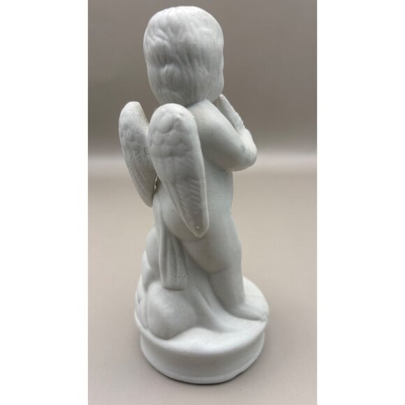 White Cherub Angel Figurine Playing Flute Ceramic Musician - Picture 7 of 8